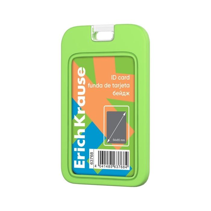 ErichKrause Neon Funda para Tarjeta - Orientacion Vertical - Silicona - Formato 54x85mm - Color Verde