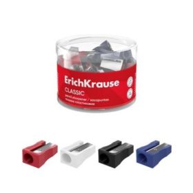 ErichKrause EasySharp Classic Sacapuntas de Plastico - Cuchilla Niquelada de Acero al Carbono - Orificio de 8mm - Colores Surtid