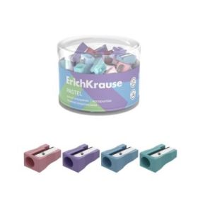 ErichKrause EasySharp Pastel Sacapuntas de Plastico - Cuchilla Niquelada de Acero al Carbono - Orificio de 8mm - Colores Surtido