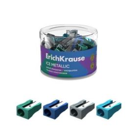 ErichKrause EasySharp Ice Metallic Sacapuntas de Plastico - Cuchilla Niquelada de Acero al Carbono - Orificio de 8mm - Colores S