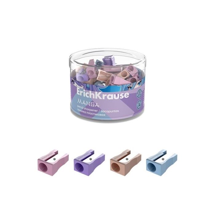 ErichKrause EasySharp Manga Sacapuntas de Plastico - Cuchilla Niquelada de Acero al Carbono - Orificio de 8mm - Colores Surtidos