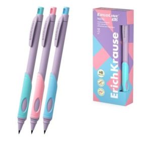 ErichKrause ErgoLine Kids Pastel Portaminas - Mina HB de 2.0mm - Sacapuntas Integrado - Ergonomico - Colores Surtidos