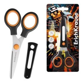ErichKrause Junior Protect Mine Block Tijeras de 13cm - Mangos de Plastico Resistente a Golpes - Funda Protectora - Ergonomicas