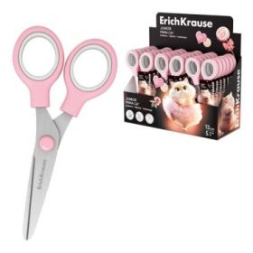 ErichKrause Junior Prima Cat Expositor con 24 Tijeras de 13cm - Mangos de Plastico Resistente a Golpes - Ergonomicas - Color Ros