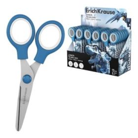 ErichKrause Junior Techno Dino Expositor con 18 Tijeras de 13cm - Mangos de Plastico Resistente a Golpes - Ergonomicas - Color A