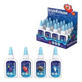 ErichKrause EasyStick Sea Friends Expositor con 16 Botellas de Cola Blanca - 40ml - Aplicador Autolimpiante - No Toxico - Facil