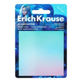 ErichKrause Aquamarine Bloc de 20 Notas Adhesivas Reposicionables - Plastico - 73x73mm - Pegamento a Base de Agua - Colores Surt