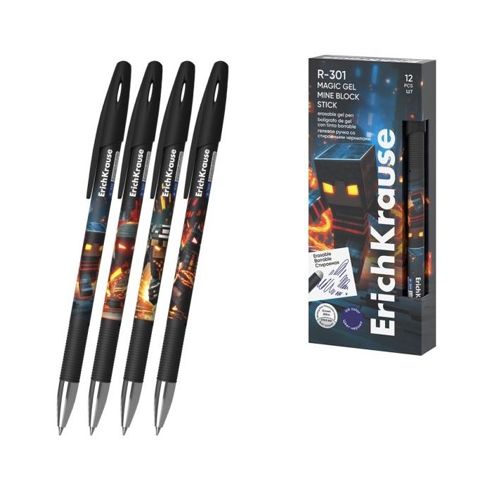 ErichKrause R-301 Magic Gel Stick Mine Block Boligrafo Borrable - Modelos Surtidos - Trazo 0.4mm - Tinta de Gel - Resistente al