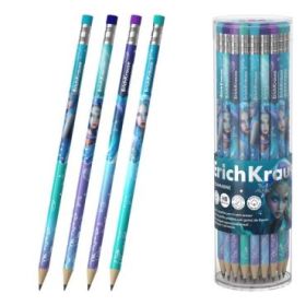 ErichKrause Aquamarine Lapiz de Grafito con Goma de Borrar - Mina HB - Cuerpo Redondo - Plastico - Agarre Ergonomico - Colores S