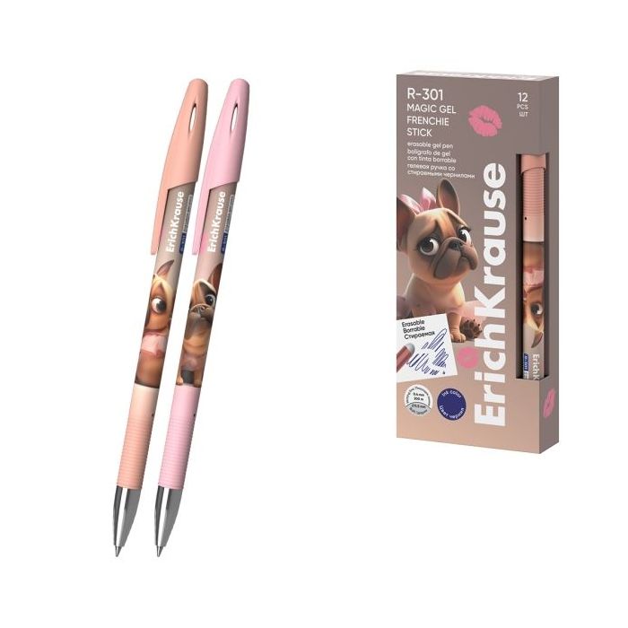 ErichKrause R-301 Magic Gel Stick Frenchie Boligrafo Borrable - Modelos Surtidos - Trazo 0.4mm - Tinta de Gel - Resistente al Ag