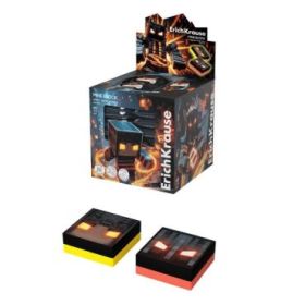 ErichKrause Mine Block Expositor con 60 Gomas de Borrar - PVC Ecologico - Hipoalergenico - No Deja Residuos - No Rasga el Papel