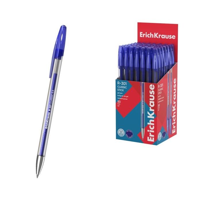 ErichKrause R-301 Gel Stick Classic Boligrafo con Capuchon - Punta de 0.5mm - Trazo 0.4mm - Tinta de Gel - Resistente al Agua -