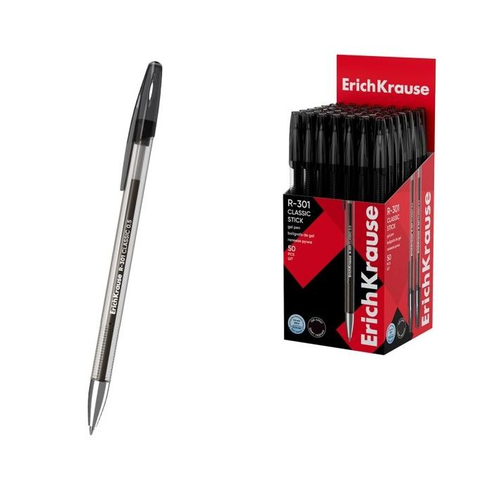 ErichKrause R-301 Gel Stick Classic Boligrafo con Capuchon - Punta de 0.5mm - Trazo 0.4mm - Tinta de Gel - Resistente al Agua -