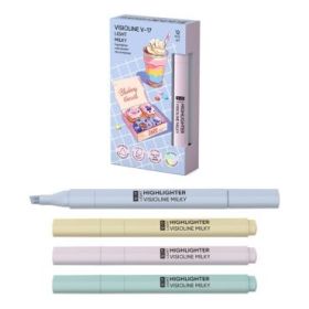 ErichKrause Visioline V-17 Light Milky Pack de 12 Marcadores Fluorescentes - Punta Biselada - Trazo de 0.6 a 3.0mm - Colores Sur