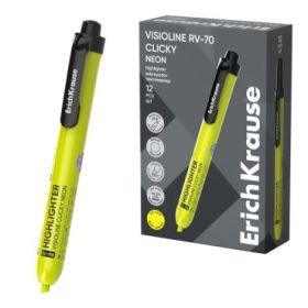 ErichKrause Visioline RV-70 Clicky Marcador Fluorescente - Retractil - Punta Biselada - Trazo de 1.0mm a 3.5mm - Color Amarillo