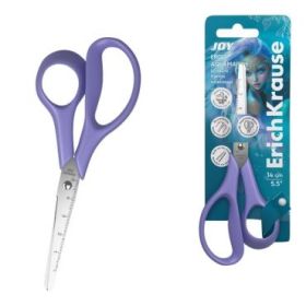 ErichKrause JOY Ergo Aquamarine Tijeras de 14cm - Mangos de Plastico Resistente a Golpes - Regla de 5cm en la Hoja - Ergonomicas