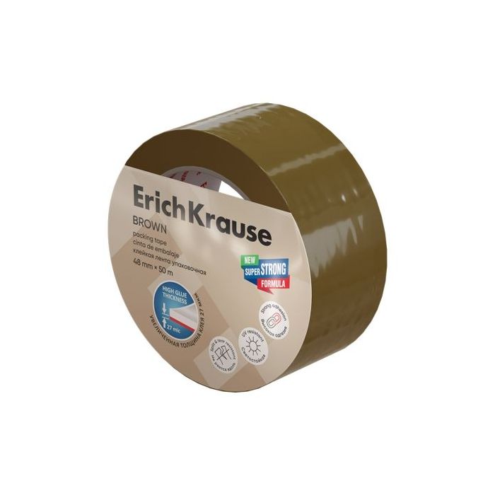 ErichKrause Brown Precinto de Embalar - 50 Metros - Ancho de 48mm - Pelicula de Polipropileno Biorientado - Resistente a la Luz