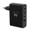 Ewent EW1330 Cargador GaN Universal de Pared 100W Ultrarapido - 3x USB-C PD 3.0 y 1x USB-A QC 3.0 - Color Negro