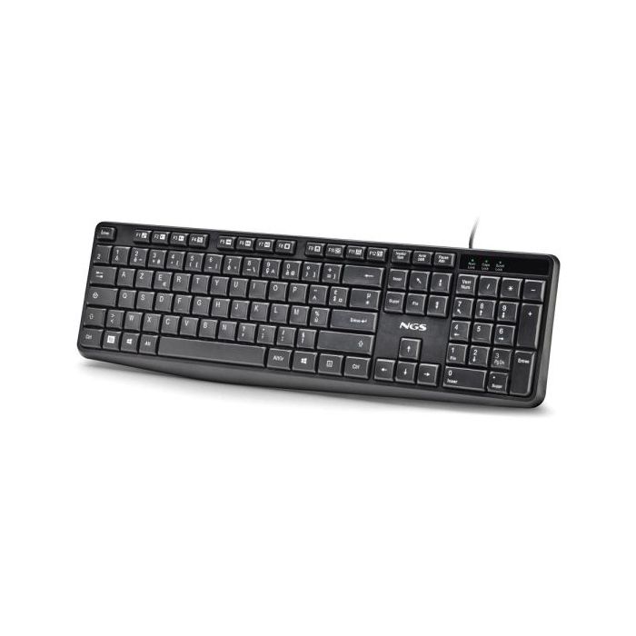 NGS Funky V4 Teclado USB - AZERTY FR - 12 Teclas Multimedia - Teclas de Membrana Silenciosas - Inclinacion Ajustable - Cable 1.5