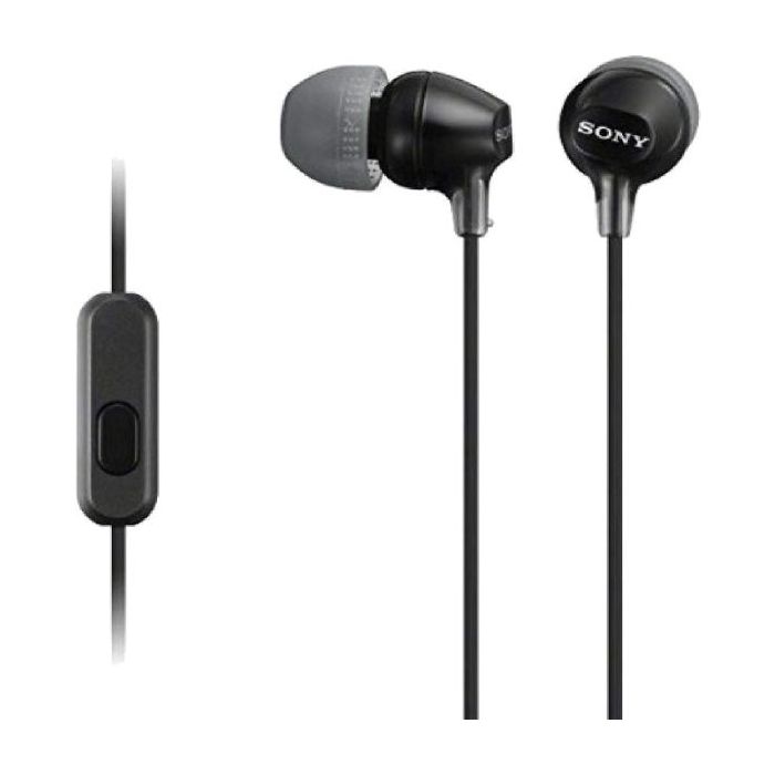 Sony MDR-EX15AP Auiculares con Microfono In‑Ear con Cable - Iman de Neodimio - Conexion Jack 3,5mm - Cable 1,2m - Color Negro