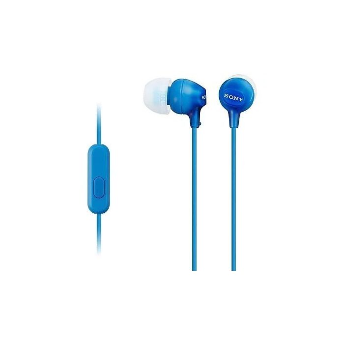 Sony MDR-EX15AP Auiculares con Microfono In‑Ear con Cable - Iman de Neodimio - Conexion Jack 3,5mm - Cable 1,2m - Color Azul