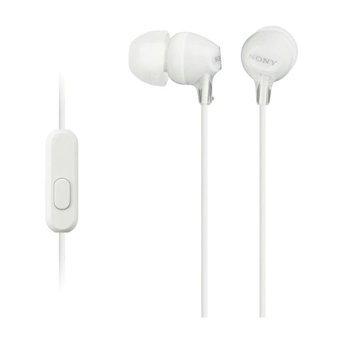 Sony MDR-EX15AP Auiculares con Microfono In‑Ear con Cable - Iman de Neodimio - Conexion Jack 3,5mm - Cable 1,2m - Color Blanco