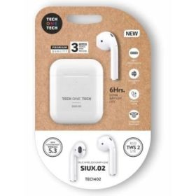 TechOneTech SIUX.02 Auriculares Inalambricos Bluetooth TWS - Hasta 20h de Reproduccion - IPX5 - Color Blanco