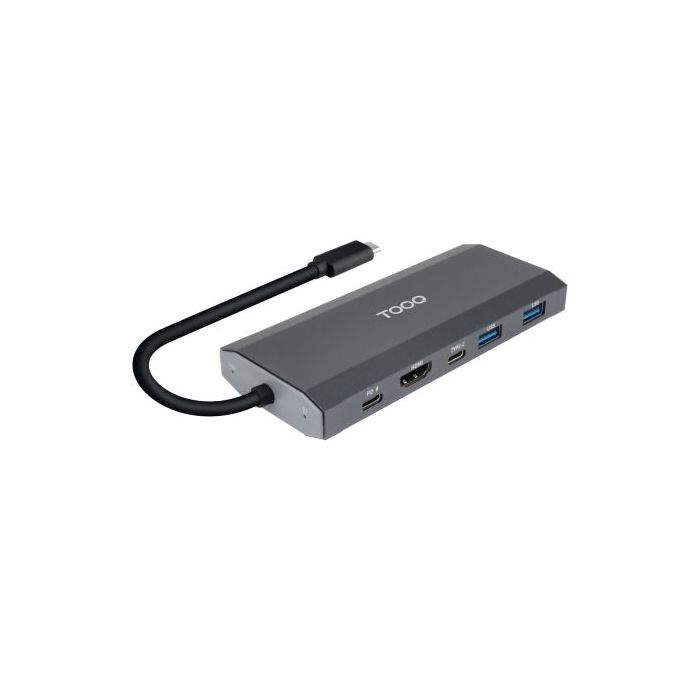 Tooq TQE-2241G Caja Externa M.2 NVME PCIe USB3.1 Gen2 Aluminio - Color Gris + Dock 6 en 1 - 1xHDMI 2.0 4K@60Hz, 2xUSB-A 3.0, 1xU