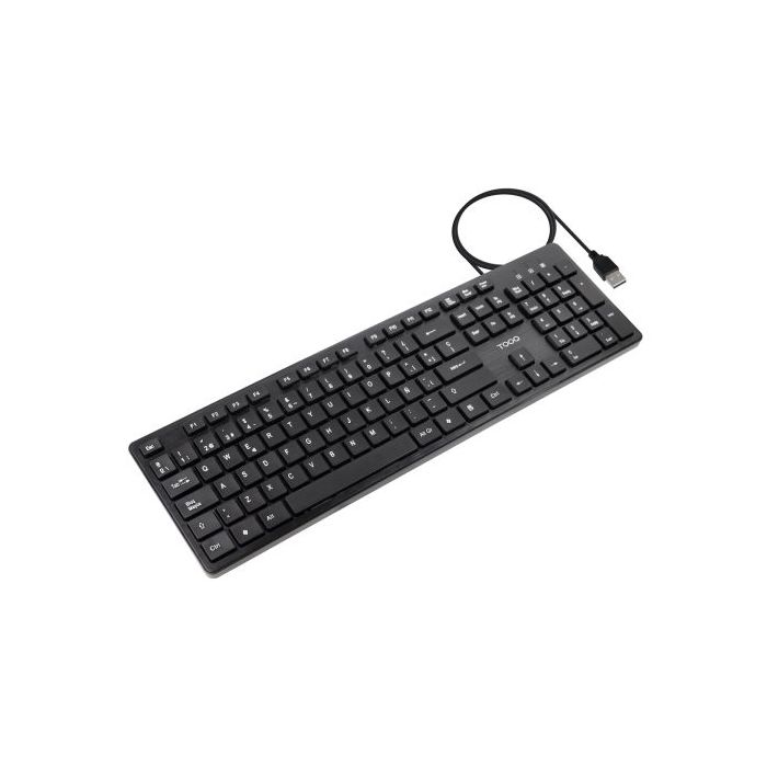 Tooq TQK-2003-B Teclado USB - Teclas Silenciosas - Cable 1.35m - Disposicion QWERTY ES - Color Negro