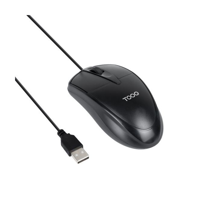 Tooq TQM-1001-B Raton USB - 1000dpi - 3 Botones - Uso Ambidiestro - Cable 1.3m - Color Negro
