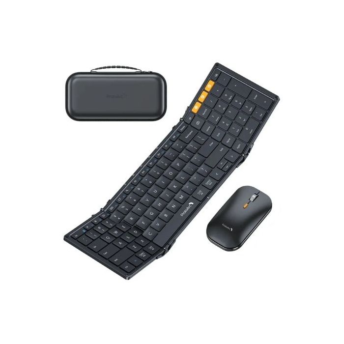 ProtoArc XKM01 Combo Teclado Portatil Plegable en Triptico + Raton - Bluetooth - Teclado Numerico - Conexion de hasta 3 Disposit