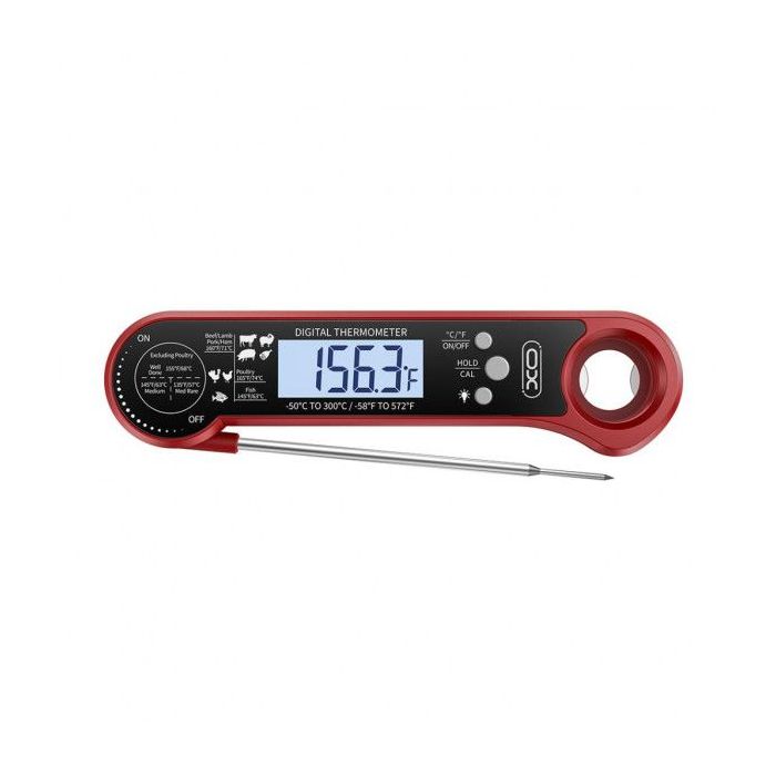 XO SF04 Termometro Digital para Alimentos - Rango de -50 a 300ºC - Precision 0.1ºC - Sonda de Induccion - Luz de Fondo - Pila CR
