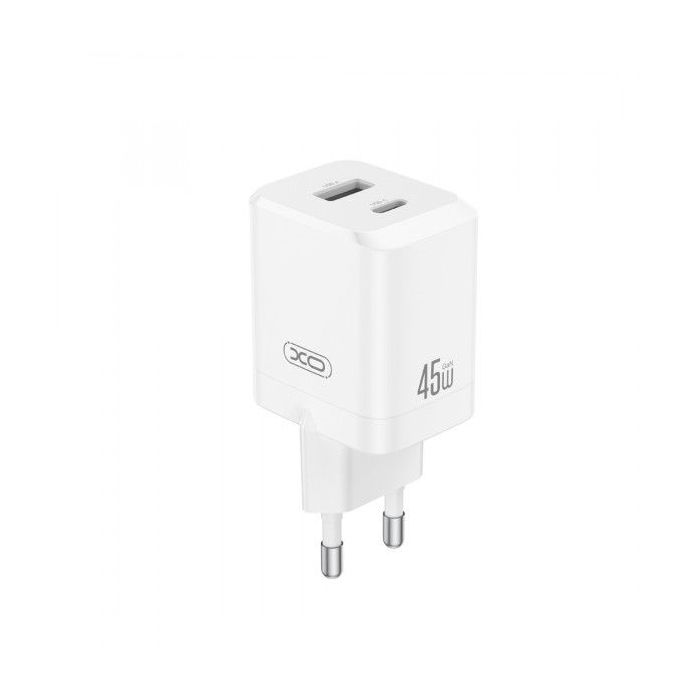 XO CE36 Cargador de Pared - USB-C 45W - USB-A 18W - Power Delivery - Quick Charge - Policarbonato - Resistente al Calor - 40W Si