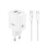 XO CE36 Cargador de Pared - USB-C 45W - USB-A 18W - Power Delivery - Quick Charge - Cable USB-C Incluido - Policarbonato - Resis