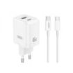 XO CE36 Cargador de Pared - USB-C 45W - USB-A 18W - Power Delivery - Quick Charge - Cable USB-C Incluido - Policarbonato - Resis
