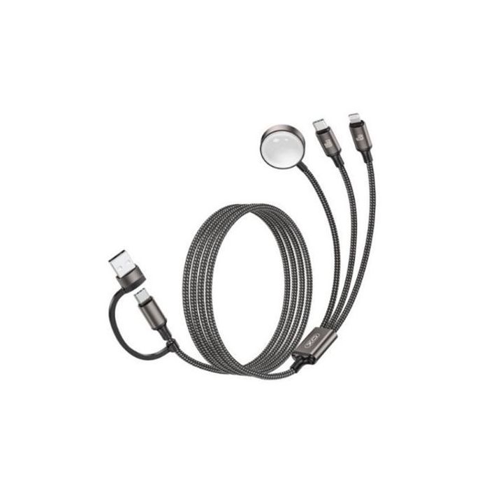 XO CX040 Cable de Carga 3 en 1 - Adaptador USB-A - USB-C 100W - Lightning 12W - Compatible con Smartwatch - Transferencia de Dat