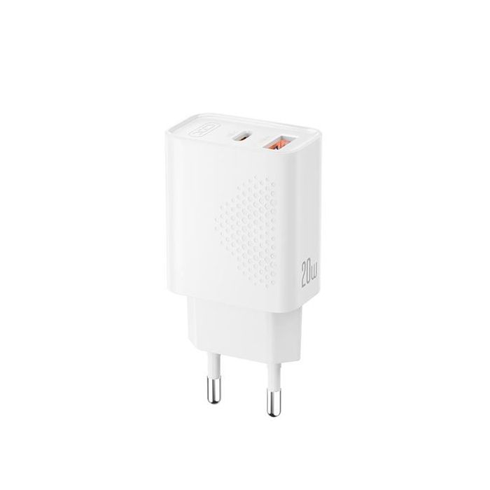 XO L161 Cargador de Pared - USB-A 18W - USB-C 20W - Carga Rapida - ABS - Color Blanco