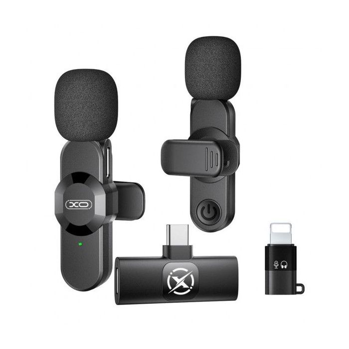 XO MC14 Microfono Inalambrico de Solapa - Cancelacion de Ruido - 100Hz-10kHz - Alcance 15m - USB-C - Clip - Peso Ligero de 7g -