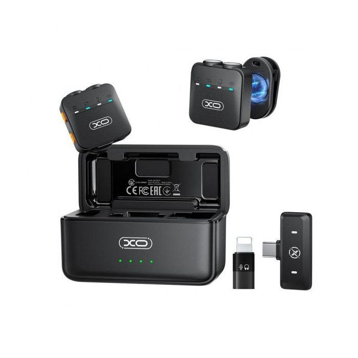 XO MC15 Pack de 2 Microfonos Inalambricos de Solapa - Autonomia hasta 36h - Reduccion de Ruido con IA - Fijacion Magnetica - Est