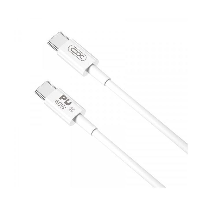 XO NBQ190 Cable de Carga - Soporta hasta 60W - USB-C a USB-C - Longitud 1m - 5-20V - Color Blanco