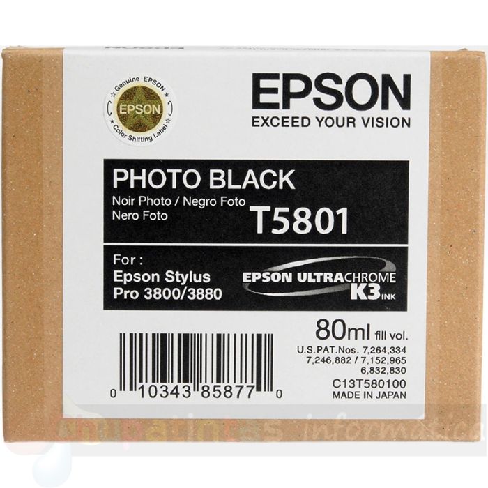 Epson T5801 Negro Foto Cartucho de Tinta Original - C13T580100