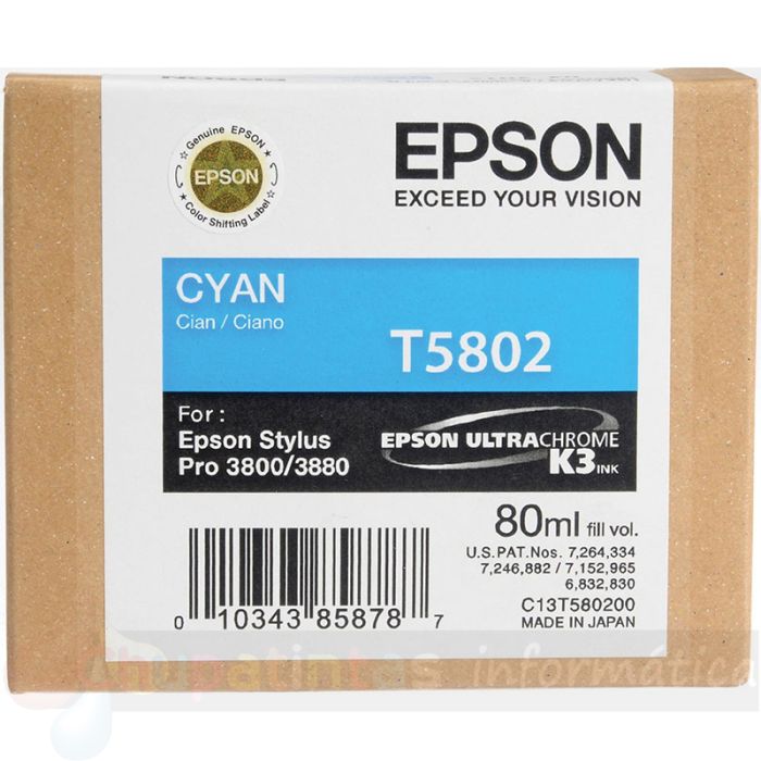Epson T5802 Cian Cartucho de Tinta Original - C13T580200