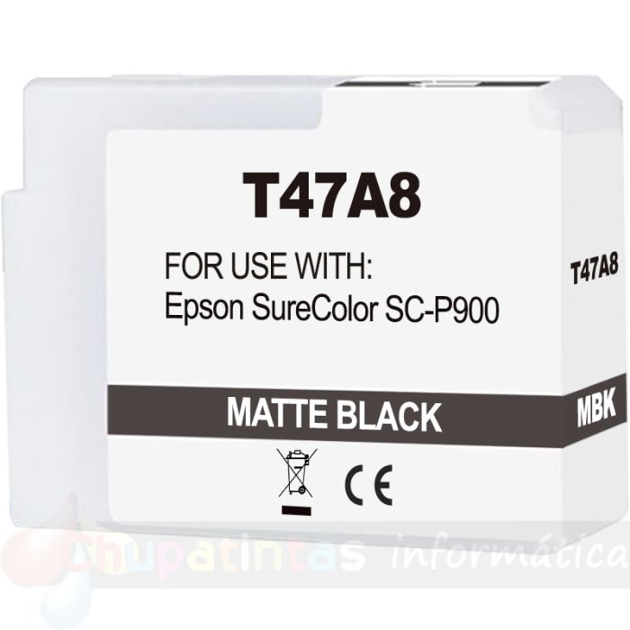 Epson T47A8 Negro Mate Cartucho de Tinta Pigmentada Genérico - Reemplaza C13T47A800