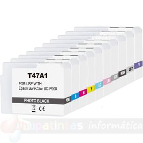 Epson T47A-Serie Pack de 10 Cartuchos de Tinta Pigmentada Genéricos: T47A1/T47A2/T47A3/T47A4/T47A5/T47A6/T47A7/T47A8/T47AD