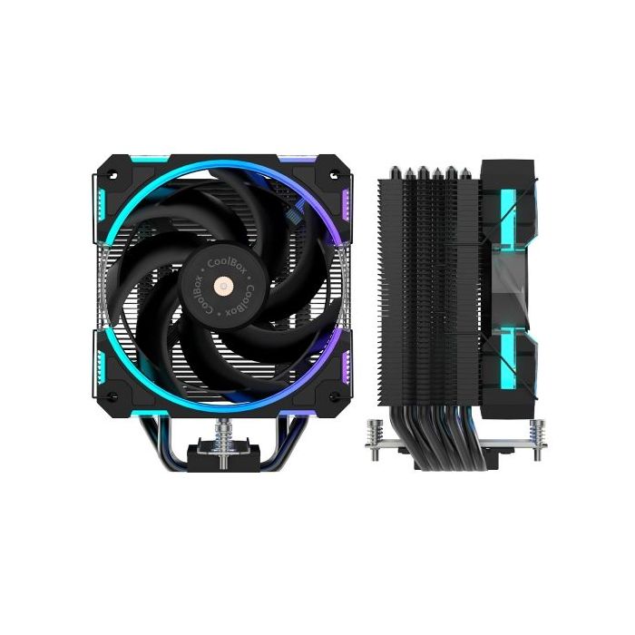 Coolbox H6 Ring ARGB Disipador Multizocalo - 6 Heatpipes - 240W TDP - Ventilador 120mm - Velocidad Max. 2000rpm - Iluminacion AR