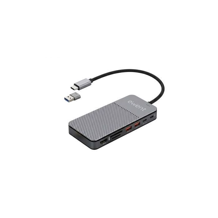 Ewent EW1156 Docking Station USB-C 8 en 1 con Ranura SSD M.2 - 1xHDMI 4K, 1xUSB-C 3.2, 2xUSB-A 3.2, 1xUSB-C PD 100W, 1xSD y 1xTF