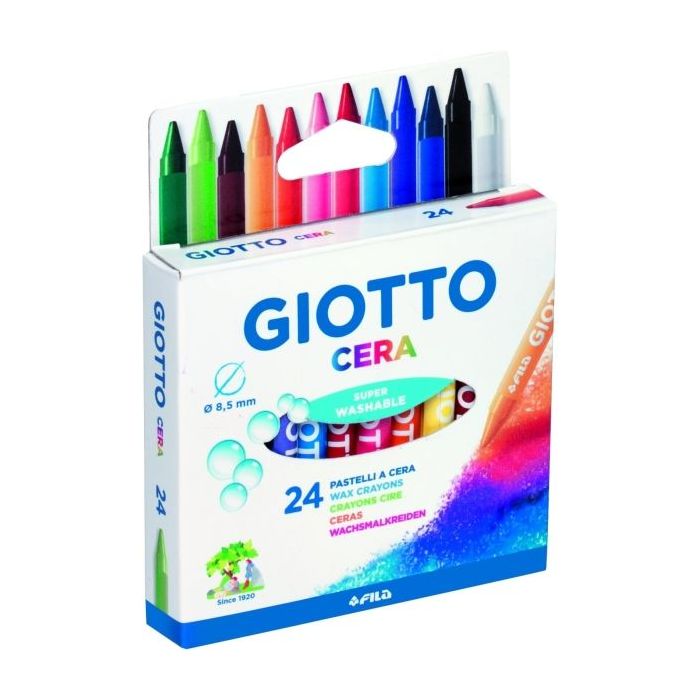 Giotto Pack de 24 Lapices de Cera - Extraresistentes - Facil de Sacar Punta - No Mancha