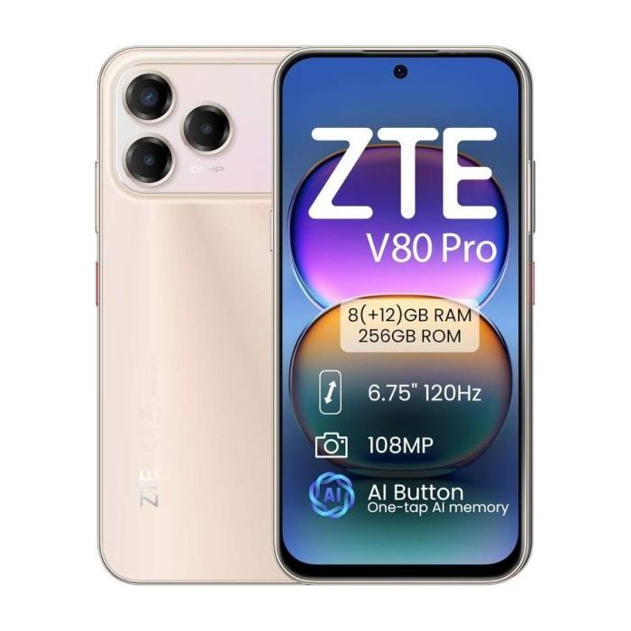 ZTE Blade V80 Pro Smartphone Pantalla 6,7  - 8 GB - 256 GB - 120 Hz - Camara 108 MP -  Bateria 5000 mAh - Color Dorado