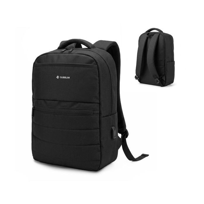 Subblim Compact Mochila para Portátil 15,6  - Capacidad 15L - Resistente al agua - Puerto USB-C - Color Negro