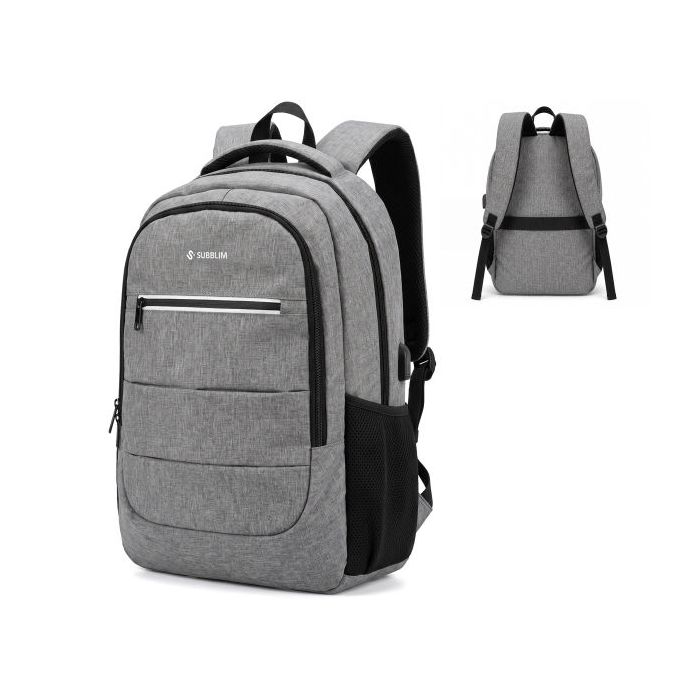 Subblim City Plus Mochila para Portátil 16  - Capacidad 26L - Resistente al agua - Puerto USB-C - Bolsillo Reflectante - Color G